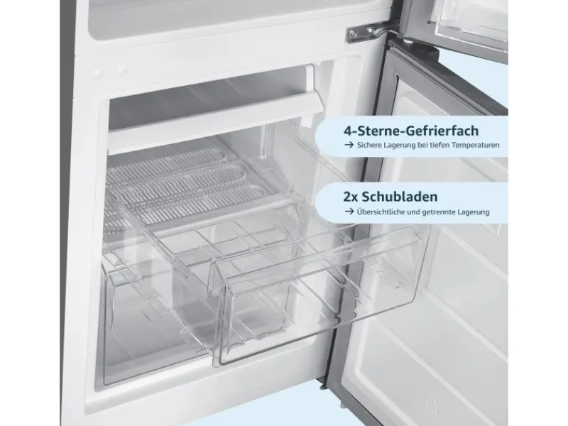Discount Kühlschrank Mit Gefrierfach Kühl-Gefrierkombination Freistehend 173 Liter Nutzinhalt CFS1110-S Silber Kühlschränke