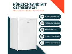 Sale Kühlschrank mit Gefrierfach Klein Mini Kühl-Gefrierkombination 109 Liter Freistehend 4-Sterne Gefrieren Weiß Kühlschränke