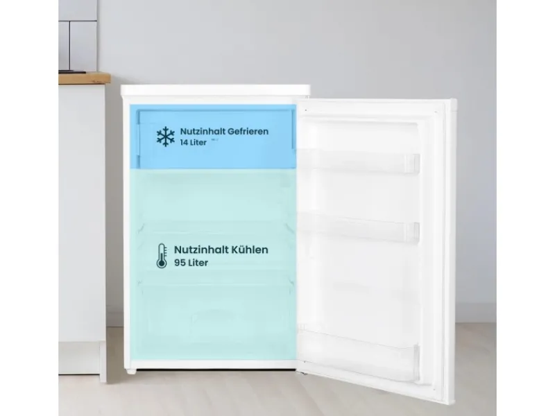 Sale Kühlschrank mit Gefrierfach Klein Mini Kühl-Gefrierkombination 109 Liter Freistehend 4-Sterne Gefrieren Weiß Kühlschränke