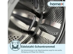 New homeX Waschmaschine 7kg 1200 U/Min Inverter Motor AquaStop Schontrommel 15 Programme WF712B-W