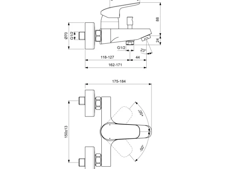 Hot Ideal Standard Armaturenpaket Ceraflex inkl. Handbrause-Set Chrom