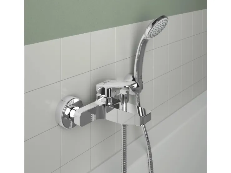 Hot Ideal Standard Badearmatur Ceraplan Chrom Aufputz mit Handbrause-Set
