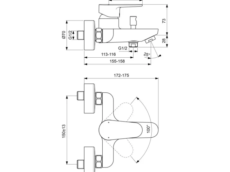 Clearance Ideal Standard Badearmatur Cerafine O Aufputz Chrom