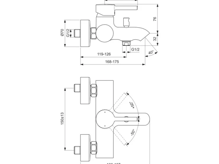 Ideal Standard Einhebelmischer<Badearmatur Ceraline AP Chrom