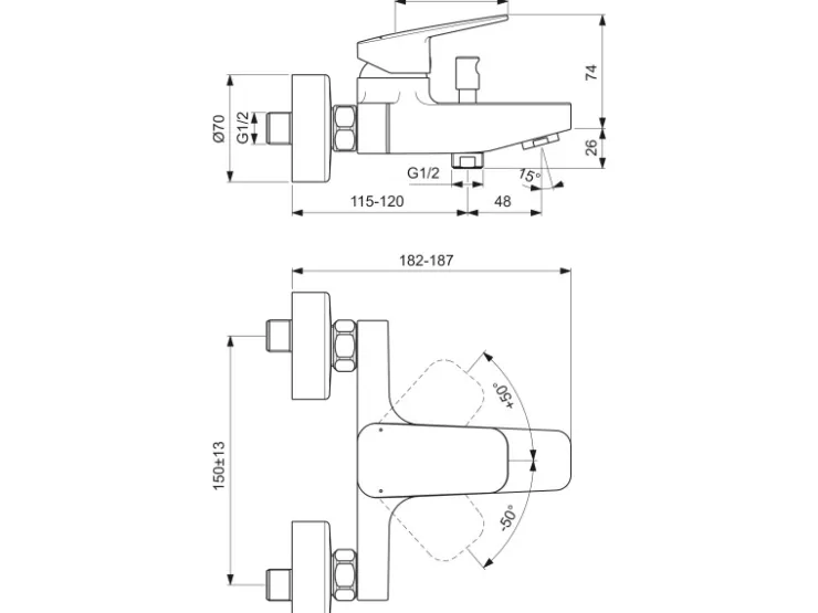 Clearance Ideal Standard Badearmatur Ceraplan Chrom Aufputz
