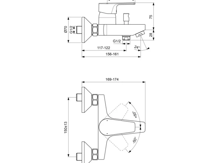 Discount Ideal Standard Badearmatur Cerafine D Aufputz Chrom