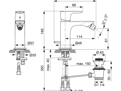 Ideal Standard Einhebelmischer<Bidetarmatur Connect Air Magnetic Grey Grau