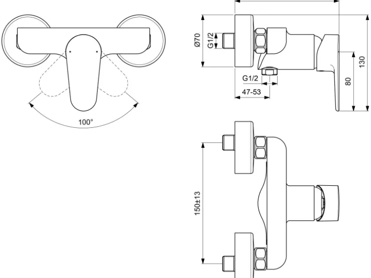 New Ideal Standard Brausearmatur Cerafine O Aufputz Chrom