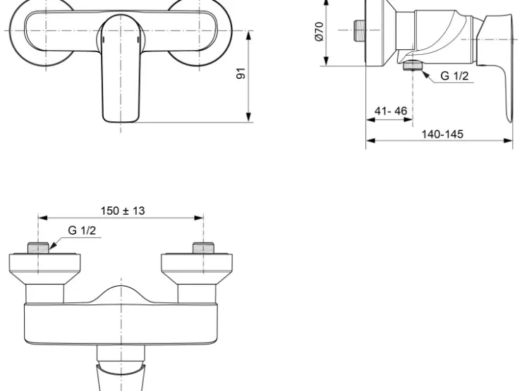 Ideal Standard Einhebelmischer<Brausearmatur Connect Air Aufputz Magnetic Grey Grau