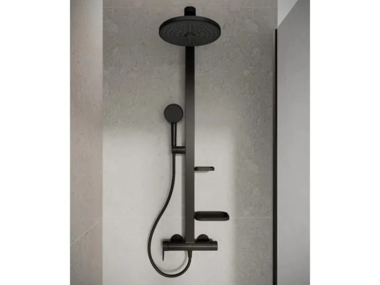 Ideal Standard Einhebelmischer<Duschsystem Einhebel-Armatur mit 2 Brausen Schwarz Matt