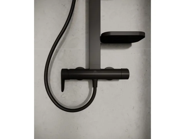 Ideal Standard Einhebelmischer<Duschsystem Einhebel-Armatur mit 2 Brausen Schwarz Matt