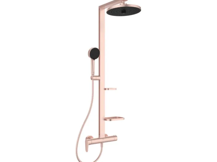 Ideal Standard Einhebelmischer<Duschsystem Einhebel-Armatur mit Regen- und Handbrause Rosé Rose