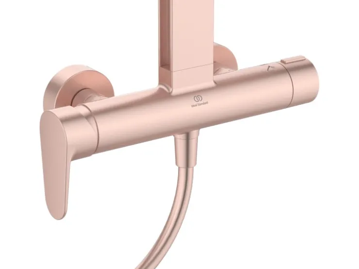Ideal Standard Einhebelmischer<Duschsystem Einhebel-Armatur mit Regen- und Handbrause Rosé Rose
