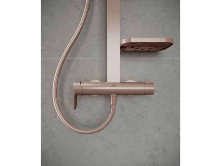 Ideal Standard Einhebelmischer<Duschsystem Einhebel-Armatur mit Regen- und Handbrause Rosé Rose