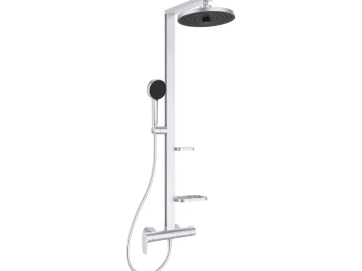 Ideal Standard Einhebelmischer<Duschsystem Einhebel-Armatur mit Regen- und Handbrause Silver
