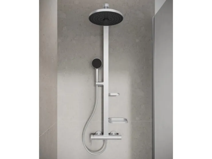 Ideal Standard Einhebelmischer<Duschsystem Einhebel-Armatur mit Regen- und Handbrause Silver