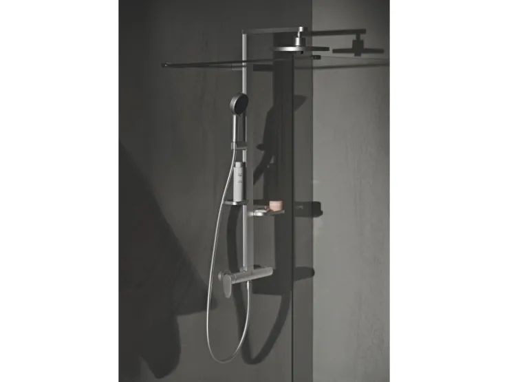 Ideal Standard Einhebelmischer<Duschsystem Einhebel-Armatur mit Regen- und Handbrause Silver