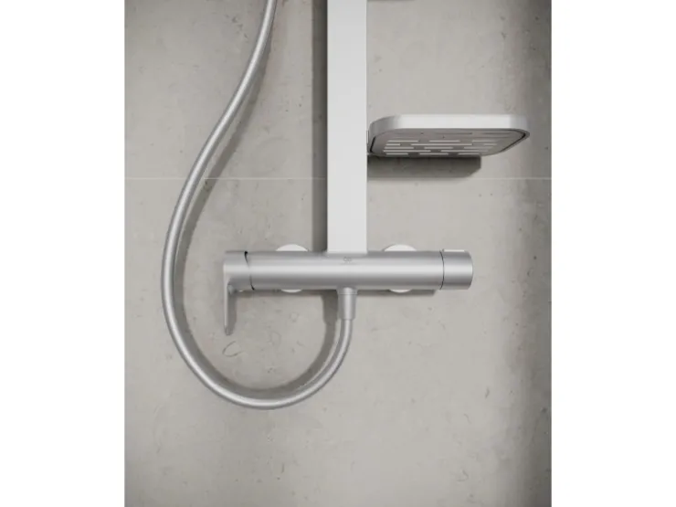 Ideal Standard Einhebelmischer<Duschsystem Einhebel-Armatur mit Regen- und Handbrause Silver