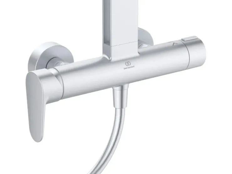 Ideal Standard Einhebelmischer<Duschsystem Einhebel-Armatur mit Regen- und Handbrause Silver