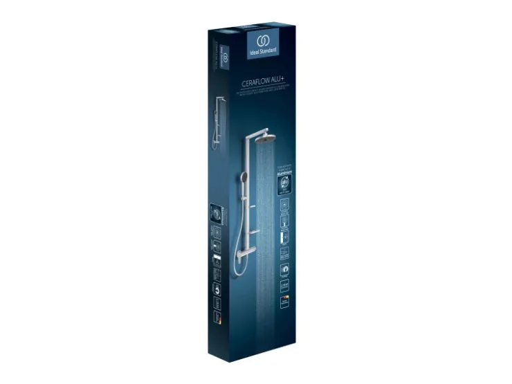 Ideal Standard Einhebelmischer<Duschsystem Einhebel-Armatur mit Regen- und Handbrause Silver