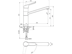 Ideal Standard Einhebelmischer<Küchenarmatur Ceraflex BlueStart verlängerter Sockel Chrom