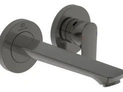 New Wand-Waschtischarmatur Connect Air Ausladung 18,5cm Magnetic Grey Einhebelmischer