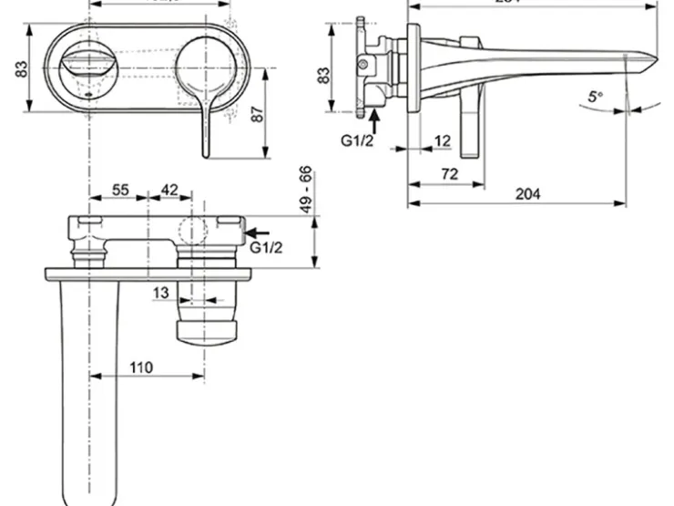 Ideal Standard Einhebelmischer<Wand-Waschtischarmatur Melange Unterputz Chrom