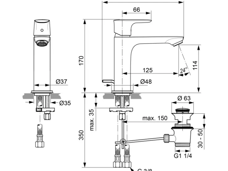 Discount Ideal Standard Waschtischarmatur Connect Air Grande Slim Chrom