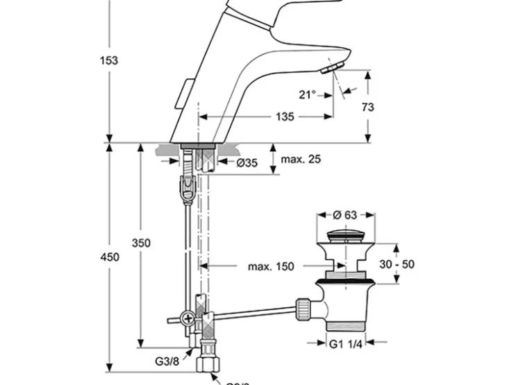 Hot Waschtischarmatur Connect Air Slim Einhebelmischer