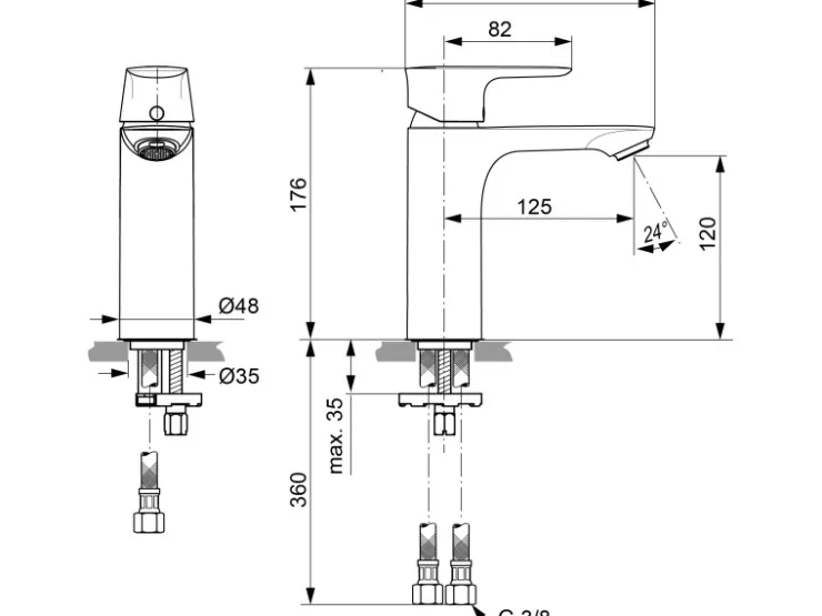 Ideal Standard Einhebelmischer<Waschtischarmatur Connect Air Grande o. Ablaufg. Brushed Gold