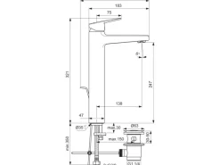 Outlet Waschtischarmatur Ceraplan H250 mit Ablaufgarnitur Schwarz Matt Einhebelmischer