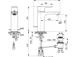 Ideal Standard Einhebelmischer<Waschtischarmatur Connect Air Niederdruck Grande Brushed Gold