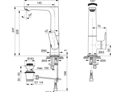 Ideal Standard Einhebelmischer<Waschtischarmatur Connect Air mit hohem Auslauf Brushed Gold