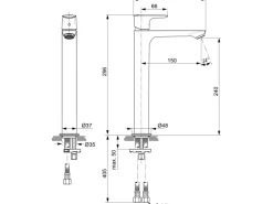 New Waschtischarmatur Connect Air verl.Sockel o.Ablaufg. Brushed Einhebelmischer