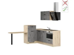 Discount Impuls Küchen Einbauküche IKZ13509H 225 x 241 cm Beton-Optik  mit E-Geräten