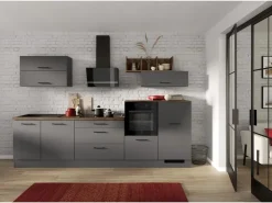 Impuls Küchen Kühlschränke|Einbauküchen<Küchenzeile IBZ4320LG 320 cm  ohne E-Geräte Grafit
