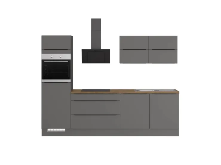Discount Impuls Küchen Küchenzeile IBZ42807L 280 cm ohne E-Geräte Grafit