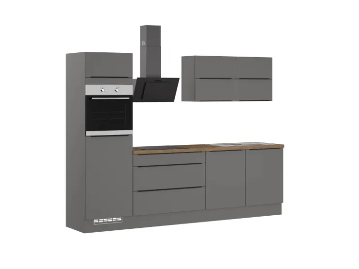 Discount Impuls Küchen Küchenzeile IBZ42807L 280 cm ohne E-Geräte Grafit