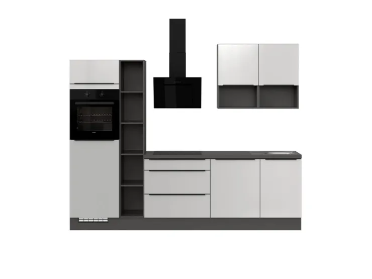 Impuls Küchen Einbauküchen<Küchenzeile IBZ42807P 280 cm ohne E-Geräte Weiß