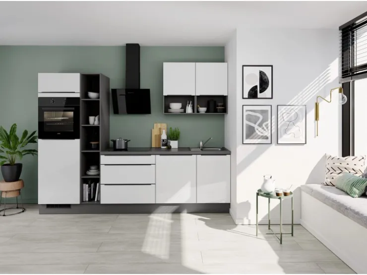 Impuls Küchen Einbauküchen<Küchenzeile IBZ42807P 280 cm ohne E-Geräte Weiß