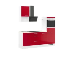 Discount Impuls Küchen Küchenzeile IBZ4215R4 215 cm Hochglanz ohne E-Geräte Rot