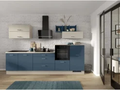 Discount zeile 320 cm ohne E-Geräte Alby Blue rechts Schrankküchen