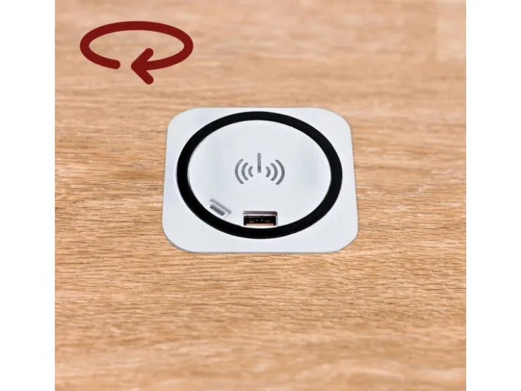 Outlet kalb Einbau Schnellladegerät 15W 7,5cm Druchmesser Kabelloses Laden 2x USB-Ports Induktionsladegerät Weiß