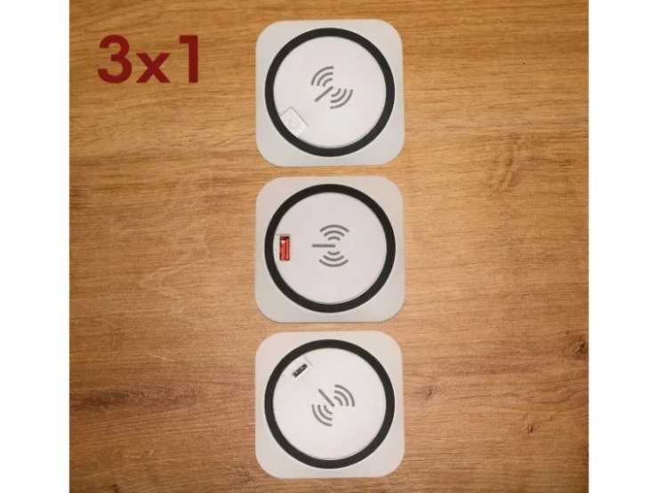 Outlet kalb Einbau Schnellladegerät 15W 7,5cm Druchmesser Kabelloses Laden 2x USB-Ports Induktionsladegerät Weiß
