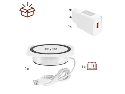 Outlet kalb Einbau Schnellladegerät 15W 7,5cm Druchmesser Kabelloses Laden 2x USB-Ports Induktionsladegerät Weiß
