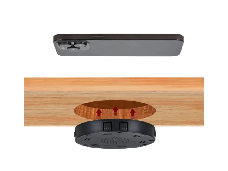 Outlet kalb 15W Unterbau Ladegerät Unsichtbar Durchmesser 85mm Induktive Ladestation Schwarz Montage Unter Möbelplatte Universell USB QC 3.0 Plug & Play Haushaltsgeräte