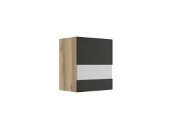 Clearance Optifit Küchen-Oberschrank m. Segmentglastür 50x57,6x34,6cm Noah420 Anthra. WildEiche NB Anthrazit