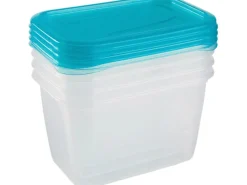 Hot Frischhaltedose Fredo Fresh Transparent-Blau 4 x 0,75 l Vorratsbehälter|Küchenhelfer