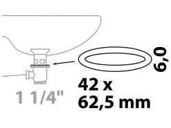Outlet Kirchhoff Dichtung Silikon für 32 mm (1 1/4") Weiß 42 mm x 62,5 mm x 6 mm