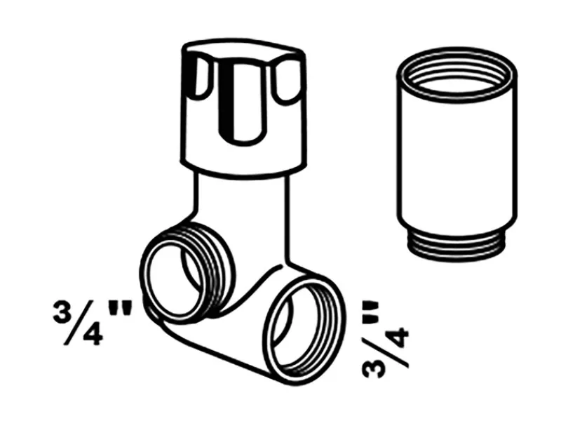 Hot GA-Ventil Rechts mit Ausgleich für Wandarmatur 20 mm (3/4") Chrom Zubehör Für Küchenarmatur